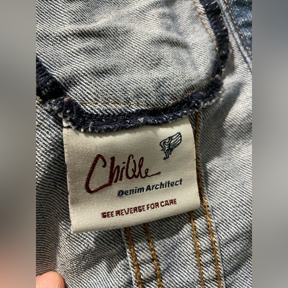 Girl’s Chi Qle Jeans Sleeveless Jacket with Metal Studs - Size M - Picture 4 of 7